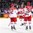 COLOGNE, GERMANY - MAY 9: Denmark's Morten Poulsen #38 celebrates with Mads Christensen #12 and Oliver Lauridsen #25 after scoring a second period goal against Slovakia during preliminary round action at the 2017 IIHF Ice Hockey World Championship. (Photo by Andre Ringuette/HHOF-IIHF Images)

